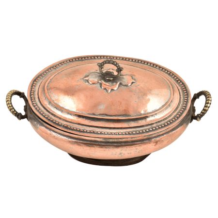 Engraved Rice Bowl With Deliate Design On The Lid And Handles